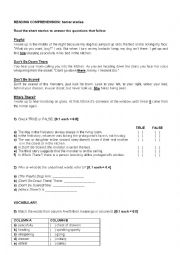 English Worksheet: Reading comprehension: Horror stories [for teens]