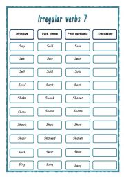 English Worksheet: irregular verbs 7