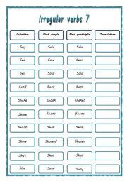 English Worksheet: irregular verbs 7