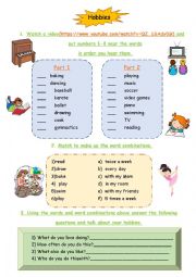 English Worksheet: Hobbies (listening)