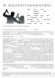 English Worksheet: A mysterious murder story - VERBS+PREPOSITIONS - gap filling