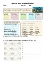 English Worksheet: adventur 1.1