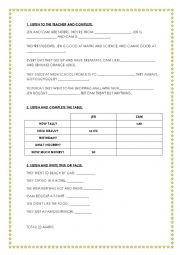 English Worksheet: Listening Activity