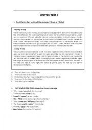 English Worksheet: Test on Simple Past