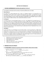 English Worksheet: Test for Intermediate students 2