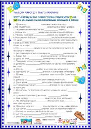 English Worksheet: You look annoyed , thats annoying. ed/ ing  with key