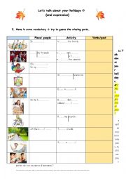 English Worksheet: My autumn holidays