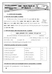 English Worksheet: 7th form test 1 2017/2018