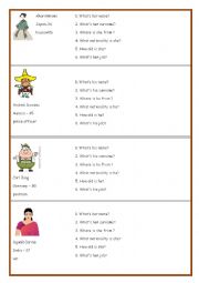 English Worksheet: asking for name,age,job,country,nationality