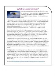 English Worksheet: Reading skills: space tourism