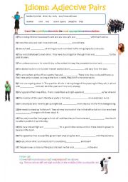 English Worksheet: Adjective Pairs Idioms