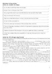 English Worksheet: child labour worksheet