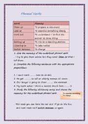 Phrasal verb worksheet