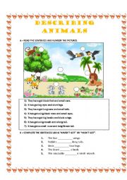 English Worksheet: Describing animals