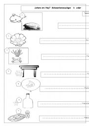 English Worksheet: sea animals using in on under