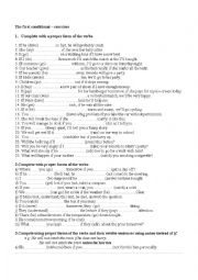 English Worksheet: The first conditional