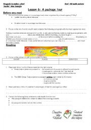 English Worksheet: a package holiday