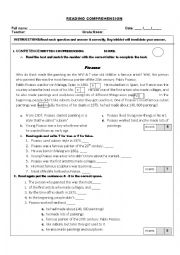English Worksheet: past simple reading comprehension