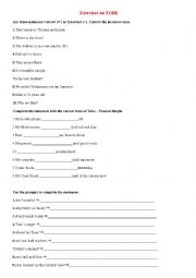 English Worksheet: present simple with TOBE