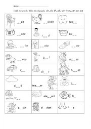 English Worksheet: writing digraph