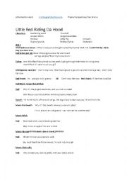 English Worksheet: Little Red Da Hood. Short performance play based on perspectives. Using rhyme