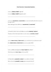 FCE Word Formation conversation questions