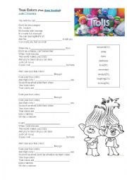 English Worksheet: True Colors - Trolls