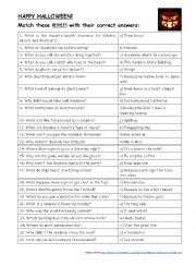 English Worksheet: Halloween Riddles