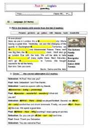 English Worksheet: 8 form test n 1 (language part)