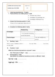 English Worksheet: 4 th form arts test n1