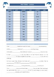 English Worksheet: PAST TENSE - grid + fill in the gaps + negations + questions + KEY