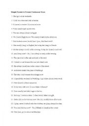 English Worksheet: simple present vs present continuous