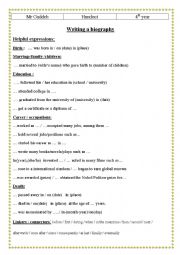 English Worksheet: Writing a biography