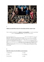 English Worksheet: The Great Gatsby Movie Worksheet