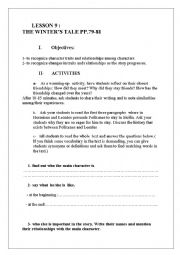 English Worksheet: Lesson plan: Winters tale 4th formers