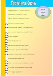 English Worksheet: Motivational Quotes with two exercises