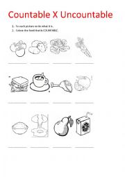 English Worksheet: Countable/uncoutable