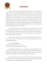 English Worksheet: Thanksgiving story 