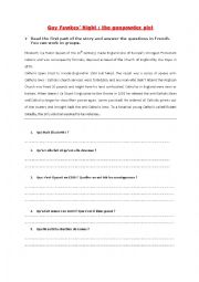 English Worksheet: Guy Fawkes the gunpowder plot 