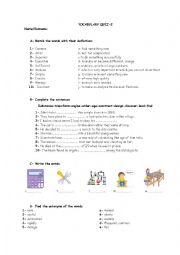 English Worksheet: Vocabulary Quiz-2