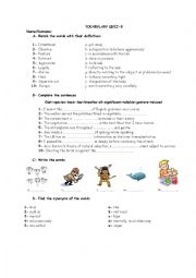 English Worksheet: Vocabulary Quiz-3