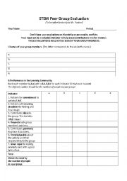 English Worksheet: Peer Evaluation