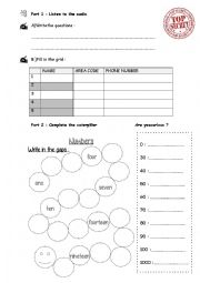 English Worksheet: Whats your phone number ? 