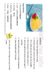 English Worksheet: Recipe: How to Make Jelly in 10 minutes