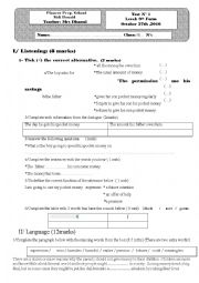 English Worksheet: 9 th form mid semester 1 tunisian pupils