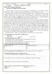 English Worksheet: ethics in journalism