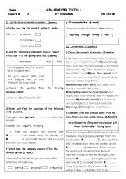 Mid semester test N1 9th formers( family)