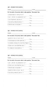 English Worksheet: Yes-No questions in present Simple