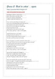 English Worksheet: Back to school song