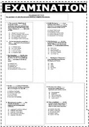 English Worksheet: EXAMINATION 2 PAGES GRAMMAR AND VOCABULARY KEY INCLUDED